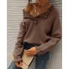 imageBTFBM Womens Sweaters Fall Winter Clothes 2025 Long Sleeve Button Down Ruffle Crew Neck Casual Knitted Pullover TopsSolid Brown Camel