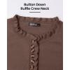 imageBTFBM Womens Sweaters Fall Winter Clothes 2025 Long Sleeve Button Down Ruffle Crew Neck Casual Knitted Pullover TopsSolid Brown Camel