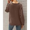 imageBTFBM Womens Sweaters Fall Winter Clothes 2025 Long Sleeve Button Down Ruffle Crew Neck Casual Knitted Pullover TopsSolid Brown Camel