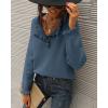 imageBTFBM Womens Sweaters Fall Winter Clothes 2025 Long Sleeve Button Down Ruffle Crew Neck Casual Knitted Pullover TopsSolid Dark Blue