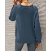 imageBTFBM Womens Sweaters Fall Winter Clothes 2025 Long Sleeve Button Down Ruffle Crew Neck Casual Knitted Pullover TopsSolid Dark Blue