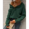 imageBTFBM Womens Sweaters Fall Winter Clothes 2025 Long Sleeve Button Down Ruffle Crew Neck Casual Knitted Pullover TopsSolid Dark Green