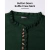 imageBTFBM Womens Sweaters Fall Winter Clothes 2025 Long Sleeve Button Down Ruffle Crew Neck Casual Knitted Pullover TopsSolid Dark Green