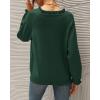 imageBTFBM Womens Sweaters Fall Winter Clothes 2025 Long Sleeve Button Down Ruffle Crew Neck Casual Knitted Pullover TopsSolid Dark Green