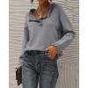 imageBTFBM Womens Sweaters Fall Winter Clothes 2025 Long Sleeve Button Down Ruffle Crew Neck Casual Knitted Pullover TopsSolid Grey