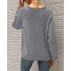 imageBTFBM Womens Sweaters Fall Winter Clothes 2025 Long Sleeve Button Down Ruffle Crew Neck Casual Knitted Pullover TopsSolid Grey