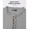 imageBTFBM Womens Sweaters Fall Winter Clothes 2025 Long Sleeve Button Down Ruffle Crew Neck Casual Knitted Pullover TopsSolid Grey