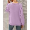 imageBTFBM Womens Sweaters Fall Winter Clothes 2025 Long Sleeve Button Down Ruffle Crew Neck Casual Knitted Pullover TopsSolid Grey Purple