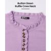 imageBTFBM Womens Sweaters Fall Winter Clothes 2025 Long Sleeve Button Down Ruffle Crew Neck Casual Knitted Pullover TopsSolid Grey Purple