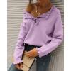 imageBTFBM Womens Sweaters Fall Winter Clothes 2025 Long Sleeve Button Down Ruffle Crew Neck Casual Knitted Pullover TopsSolid Grey Purple
