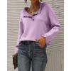 imageBTFBM Womens Sweaters Fall Winter Clothes 2025 Long Sleeve Button Down Ruffle Crew Neck Casual Knitted Pullover TopsSolid Grey Purple