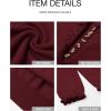 imageBTFBM Womens Sweaters Fall Winter Clothes 2025 Long Sleeve Button Down Ruffle Crew Neck Casual Knitted Pullover TopsSolid Jujube Red