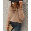 imageBTFBM Womens Sweaters Fall Winter Clothes 2025 Long Sleeve Button Down Ruffle Crew Neck Casual Knitted Pullover TopsSolid Khaki