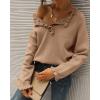 imageBTFBM Womens Sweaters Fall Winter Clothes 2025 Long Sleeve Button Down Ruffle Crew Neck Casual Knitted Pullover TopsSolid Khaki