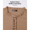 imageBTFBM Womens Sweaters Fall Winter Clothes 2025 Long Sleeve Button Down Ruffle Crew Neck Casual Knitted Pullover TopsSolid Khaki