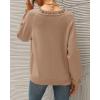 imageBTFBM Womens Sweaters Fall Winter Clothes 2025 Long Sleeve Button Down Ruffle Crew Neck Casual Knitted Pullover TopsSolid Khaki