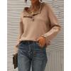 imageBTFBM Womens Sweaters Fall Winter Clothes 2025 Long Sleeve Button Down Ruffle Crew Neck Casual Knitted Pullover TopsSolid Khaki
