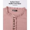 imageBTFBM Womens Sweaters Fall Winter Clothes 2025 Long Sleeve Button Down Ruffle Crew Neck Casual Knitted Pullover TopsSolid Mid Pink