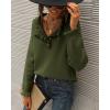 imageBTFBM Womens Sweaters Fall Winter Clothes 2025 Long Sleeve Button Down Ruffle Crew Neck Casual Knitted Pullover TopsSolid Olive Green