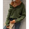 imageBTFBM Womens Sweaters Fall Winter Clothes 2025 Long Sleeve Button Down Ruffle Crew Neck Casual Knitted Pullover TopsSolid Olive Green