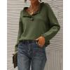 imageBTFBM Womens Sweaters Fall Winter Clothes 2025 Long Sleeve Button Down Ruffle Crew Neck Casual Knitted Pullover TopsSolid Olive Green