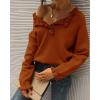 imageBTFBM Womens Sweaters Fall Winter Clothes 2025 Long Sleeve Button Down Ruffle Crew Neck Casual Knitted Pullover TopsSolid Orange Yellow