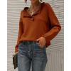imageBTFBM Womens Sweaters Fall Winter Clothes 2025 Long Sleeve Button Down Ruffle Crew Neck Casual Knitted Pullover TopsSolid Orange Yellow