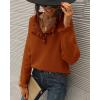 imageBTFBM Womens Sweaters Fall Winter Clothes 2025 Long Sleeve Button Down Ruffle Crew Neck Casual Knitted Pullover TopsSolid Orange Yellow