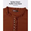 imageBTFBM Womens Sweaters Fall Winter Clothes 2025 Long Sleeve Button Down Ruffle Crew Neck Casual Knitted Pullover TopsSolid Orange Yellow