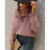 imageBTFBM Womens Sweaters Fall Winter Clothes 2025 Long Sleeve Button Down Ruffle Crew Neck Casual Knitted Pullover TopsSolid Pink