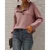 imageBTFBM Womens Sweaters Fall Winter Clothes 2025 Long Sleeve Button Down Ruffle Crew Neck Casual Knitted Pullover TopsSolid Pink