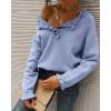 imageBTFBM Womens Sweaters Fall Winter Clothes 2025 Long Sleeve Button Down Ruffle Crew Neck Casual Knitted Pullover TopsSolid Sky Blue