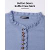 imageBTFBM Womens Sweaters Fall Winter Clothes 2025 Long Sleeve Button Down Ruffle Crew Neck Casual Knitted Pullover TopsSolid Sky Blue