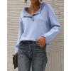 imageBTFBM Womens Sweaters Fall Winter Clothes 2025 Long Sleeve Button Down Ruffle Crew Neck Casual Knitted Pullover TopsSolid Sky Blue