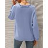 imageBTFBM Womens Sweaters Fall Winter Clothes 2025 Long Sleeve Button Down Ruffle Crew Neck Casual Knitted Pullover TopsSolid Sky Blue