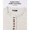 imageBTFBM Womens Sweaters Fall Winter Clothes 2025 Long Sleeve Button Down Ruffle Crew Neck Casual Knitted Pullover TopsSolid White
