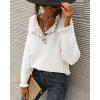 imageBTFBM Womens Sweaters Fall Winter Clothes 2025 Long Sleeve Button Down Ruffle Crew Neck Casual Knitted Pullover TopsSolid White