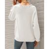 imageBTFBM Womens Sweaters Fall Winter Clothes 2025 Long Sleeve Button Down Ruffle Crew Neck Casual Knitted Pullover TopsSolid White