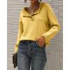 imageBTFBM Womens Sweaters Fall Winter Clothes 2025 Long Sleeve Button Down Ruffle Crew Neck Casual Knitted Pullover TopsSolid Yellow