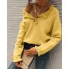 imageBTFBM Womens Sweaters Fall Winter Clothes 2025 Long Sleeve Button Down Ruffle Crew Neck Casual Knitted Pullover TopsSolid Yellow