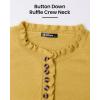 imageBTFBM Womens Sweaters Fall Winter Clothes 2025 Long Sleeve Button Down Ruffle Crew Neck Casual Knitted Pullover TopsSolid Yellow