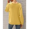 imageBTFBM Womens Sweaters Fall Winter Clothes 2025 Long Sleeve Button Down Ruffle Crew Neck Casual Knitted Pullover TopsSolid Yellow