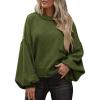 imageBTFBM Womens Lantern Long Sleeve Sweaters 2025 Winter Casual Crewneck Outfits Ribbed Hem Knitwear Fall Pullover TopsArmy Green