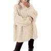 imageBTFBM Womens Long Pullover Sweaters 2025 Fall Winter Mock Neck Long Sleeve Thick Oversized Casual Knitted Jumper TopsApricot