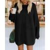 imageBTFBM 2025 Womens Sweaters Casual Crewneck Long Sleeve Oversized Sweater Dress Fall Winter Loose Slouchy Soft PulloverSolid Black