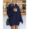 imageBTFBM 2025 Womens Sweaters Casual Crewneck Long Sleeve Oversized Sweater Dress Fall Winter Loose Slouchy Soft PulloverSolid Navy