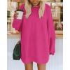 imageBTFBM 2025 Womens Sweaters Casual Crewneck Long Sleeve Oversized Sweater Dress Fall Winter Loose Slouchy Soft PulloverSolid Rose Red