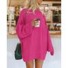 imageBTFBM 2025 Womens Sweaters Casual Crewneck Long Sleeve Oversized Sweater Dress Fall Winter Loose Slouchy Soft PulloverSolid Rose Red