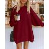 imageBTFBM 2025 Womens Sweaters Casual Crewneck Long Sleeve Oversized Sweater Dress Fall Winter Loose Slouchy Soft PulloverSolid Wine Red