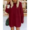 imageBTFBM 2025 Womens Sweaters Casual Crewneck Long Sleeve Oversized Sweater Dress Fall Winter Loose Slouchy Soft PulloverSolid Wine Red